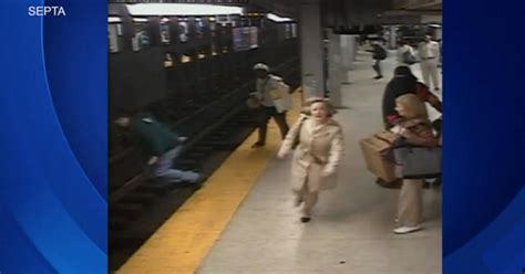 surveillance video shows daring subway rescue cbs news