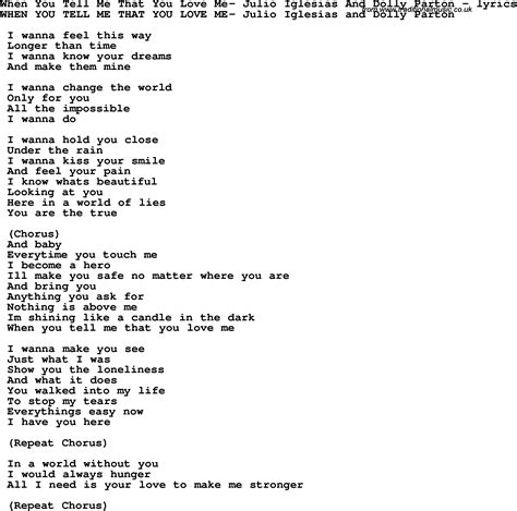 Love Song Lyrics for:When You Tell Me That You Love Me- Julio Iglesias