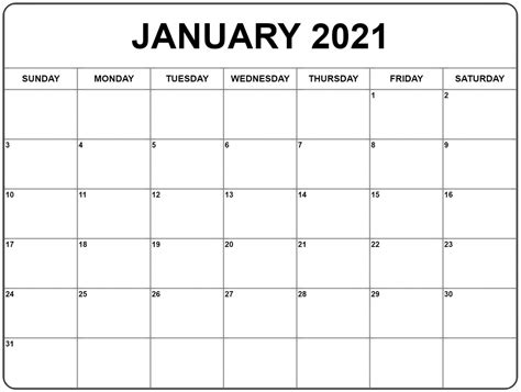 2021 Calendar Templates Editable By Word 2021 Yearly Blank Calendar
