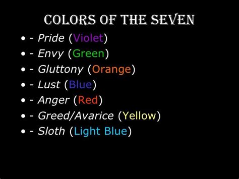 Seven Deadly Sins Colors Symbols Monika Bartels