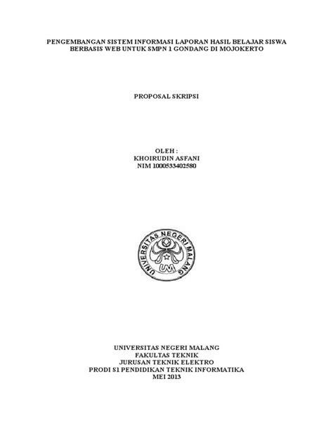 01.cover Proposal Skripsi UM 2010 | PDF