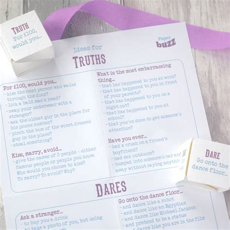 Personalised Hen Party Truth Or Dare Game By Paperbuzz