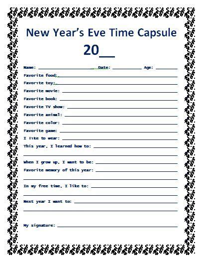 Create A New Years Eve Time Capsule With Your Child New Years Eve