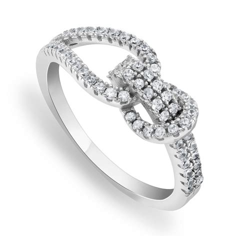 sterling silver cubic zirconia love knot women s ring