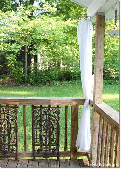 Inexpensive patio curtains ideas made easy. DIY Porch Curtains Made With $10 Shower Curtain Liners
