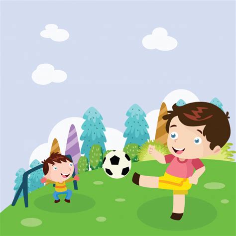 Geduldsspiel geschicklichkeitsspiel kugelspiel fussball ddr unbenutzt spiel. Kinder spielen fußball cartoon illustration | Premium-Vektor