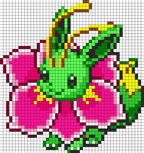 Eevee And Meganium Fusion Kandi Pattern Pixel Art Pokemon Pixel Art