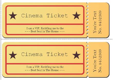 Movie Ticket Template Printable Printable Templates