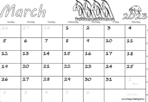 March 2023 Usa Calendar Free Printable Pdf