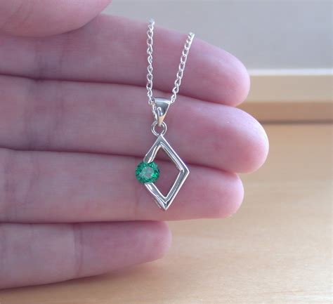 925 Emerald Lab Created Pendant And18 Silver