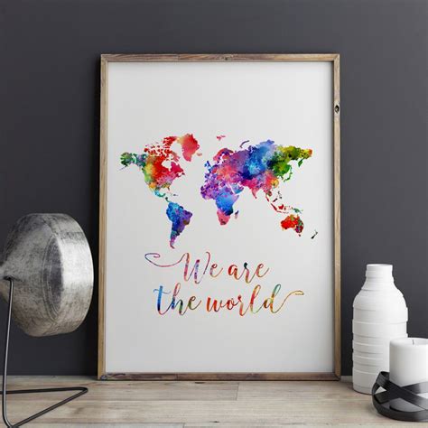 World Map Watercolor Poster We Are The World Travel Bible Shop