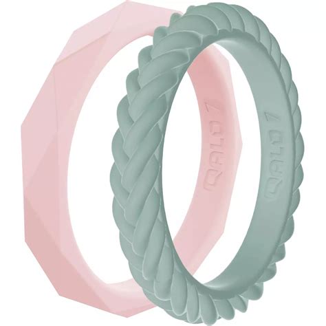 Qalo Womens Stackable Silicone Wedding Ring Set Academy