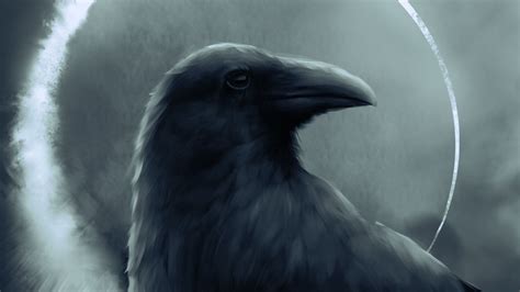 Download Wallpaper 1920x1080 Raven Bird Art Dark