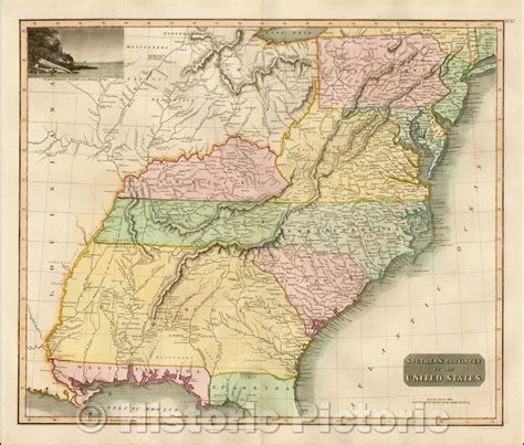 Historic Map Southern Provinces Of The United States 1817 John