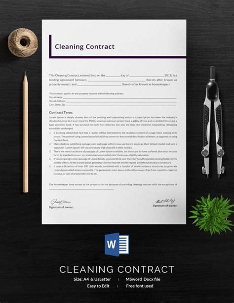 Printable & editable cleaning contract template in ms word (.doc), open office (.odt) and pdf format. Cleaning Contract Template - 27 Word, PDF Documents ...