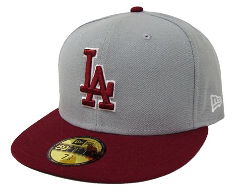 Los Angeles Dodgers Fitted New Era 59fifty Grey Burgundy Cap Hat The
