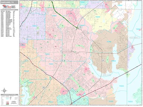 Garland Texas Zip Code Wall Map Premium Style By Marketmaps