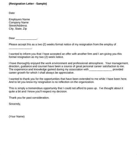 Resignation Letter Template Professional Collection
