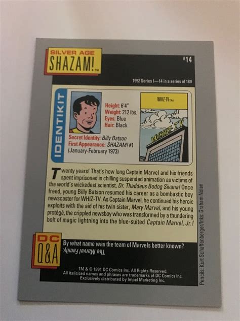 Sa Shazam 14 Card 1992 Dc Universe Series 1 Nmm Impel Graham
