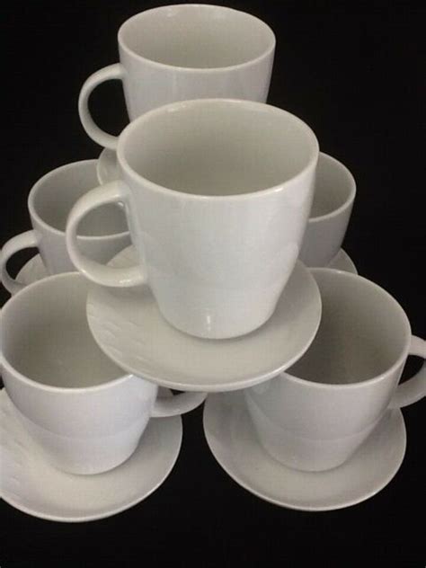 Pc White Porcelain Cup Saucer Set Coffee Tea Cups Gift Large Oz