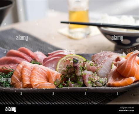 Japanese Raw Fish Also Known As Sashimi Stock Photo Alamy