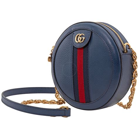 Gucci Ophidia Mini Round Shoulder Bag In Blue 550618 Cwg1g 4178