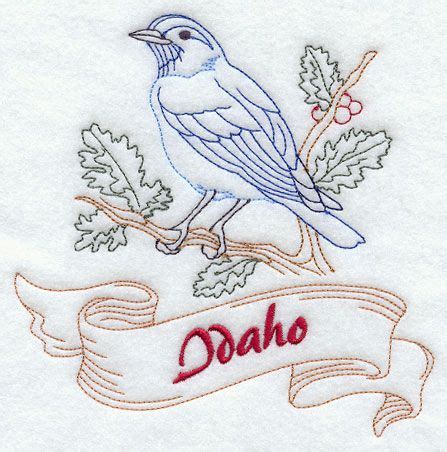 Escape with your needle and this mountain embroidery pattern from jessie doe designs. Idaho - Mountain Bluebird (Redwork) all 50 states ...