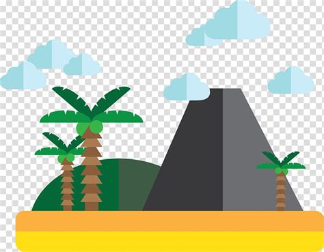 Island Cartoon Volcanic Island Landscape Transparent Background Png
