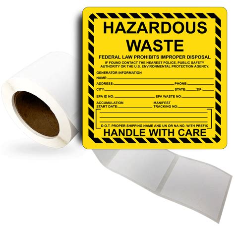 Hazardous Waste Federal Law Prohibits Roll Label LDRE 14749 YLW