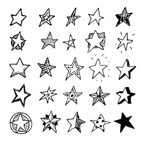 Premium Vector Vector Hand Drawn Stars Icons Doodle Stars