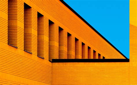 Download Wallpaper 3840x2400 Building Minimalism Architecture Orange