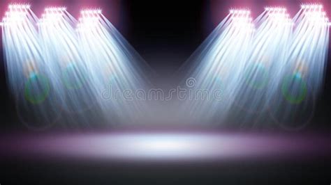 Searchlight Illuminates Floodlights Illuminating The Stadium Sports