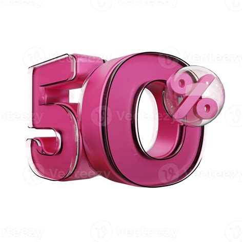 Discount 50 Off Pink Glossy Text 3d Render Promotion Element 9335922 Png