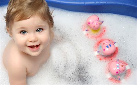Cute Baby Bath Hd Desktop Wallpaper Widescreen High Definition
