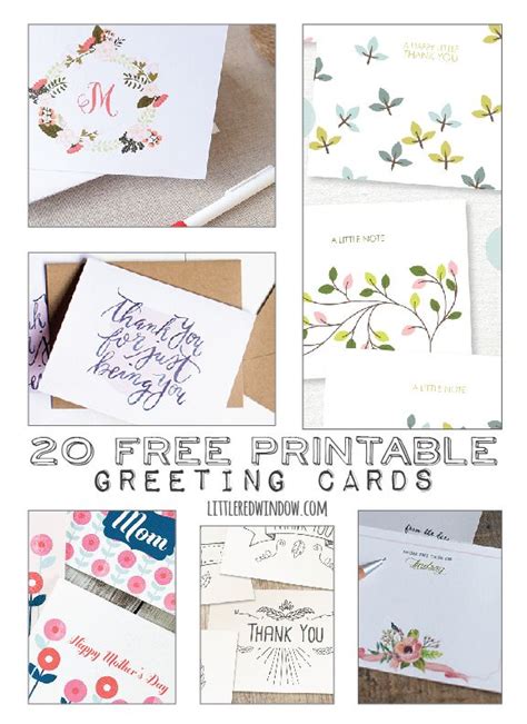 You will need a colour printer attached by cable or wireless to print these download and print files as most of these are 4 colours files. 20 Free Printable Greeting Cards - Little Red Window | Printable greeting cards, Free printable ...