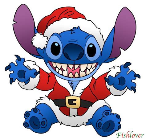 Santa Stitch By Fishlover Stitch Disney Disney Christmas Stitch Drawing