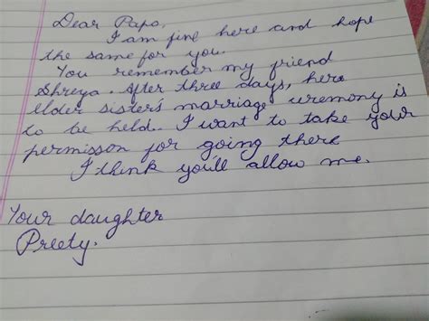 Letter to father seeking her permission to attend one of your friends