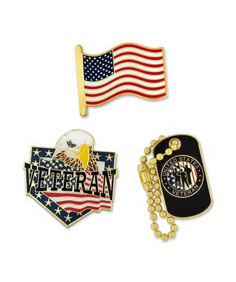 Pinmarts Veteran American Flag And Dog Tag Pin Patriotic Enamel Lapel