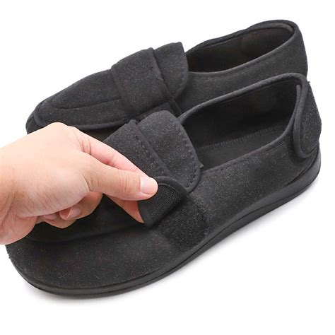 Mens Extra Wide Width Diabetic Recovery Slippers Adjustable Closures