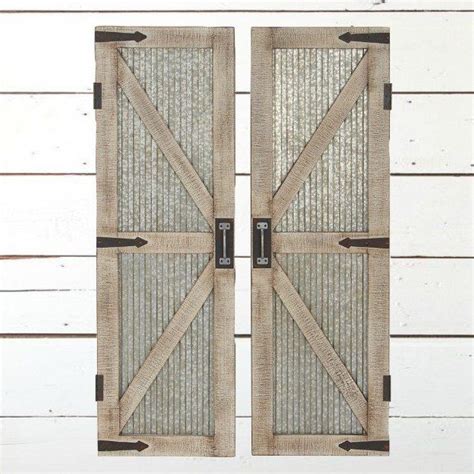 Corrugated Metal and Wood Barn Door Wall Panel, Set of 2 | Rustic doors, Barn door decor, Wood ...