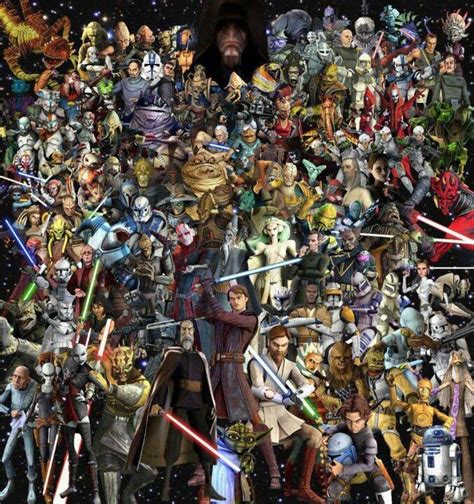 Star Wars Characters Collaged Together In The Middle Of An Image With