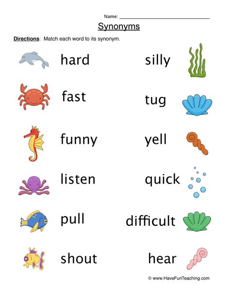 Synonyms Activities For Grade 3