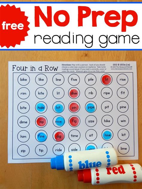 Four In A Row Games For I E Words The Measured Mom Reading Games