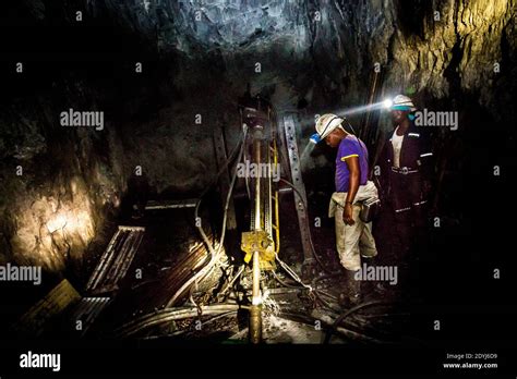 Underground In A Gold Mine In South Africa Stock Photo Alamy