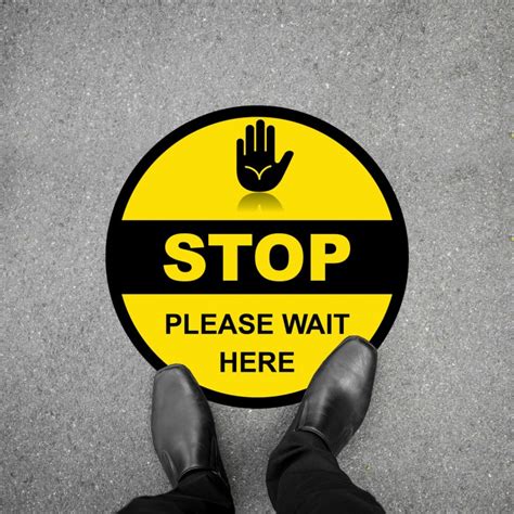 Stop Please Wait Here Social Distancing Floor Decal