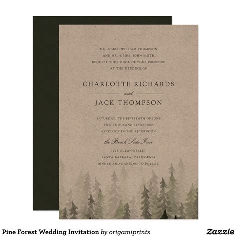 Pine Forest Wedding Invitation Zazzle Forest Wedding Invitations