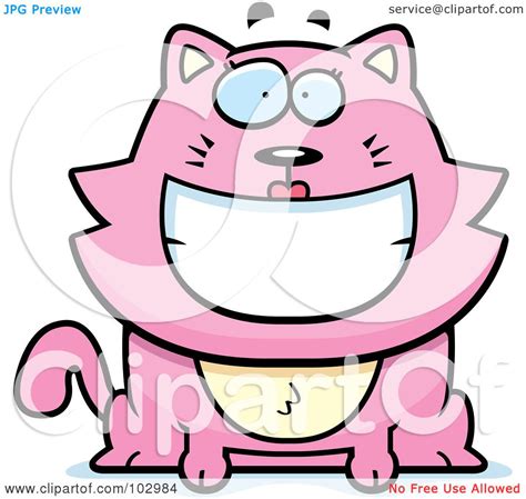 Royalty Free Rf Clipart Illustration Of A Happy Smiling Pink Cat By