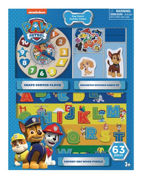 Licensed Peppa Pig And Paw Patrol 3 In 1 Wood Puzzle Activity Centre