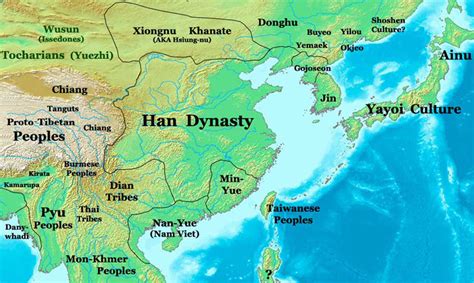 Map Of The Han Dynasty China 200 Bc Nations Online Project