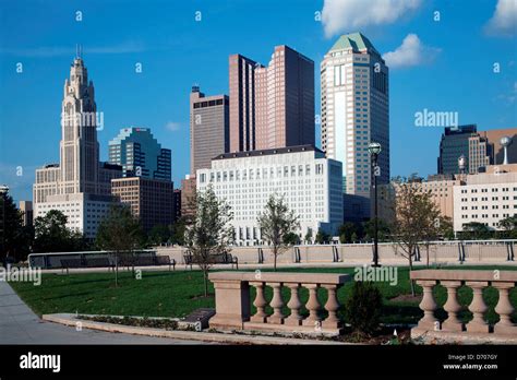 Downtown Skyline Of Columbus Ohio From Genoa Park Stock Photo Alamy
